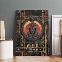 Atum Ancient Egyptian Canvas Wall Art with Dark Hieroglyph Grid, Ouroboros Serpent Ring and The Final Serpent - Wonder Print Shop