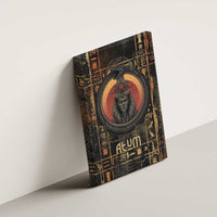 Atum Ancient Egyptian Canvas Wall Art with Dark Hieroglyph Grid, Ouroboros Serpent Ring and The Final Serpent - Wonder Print Shop
