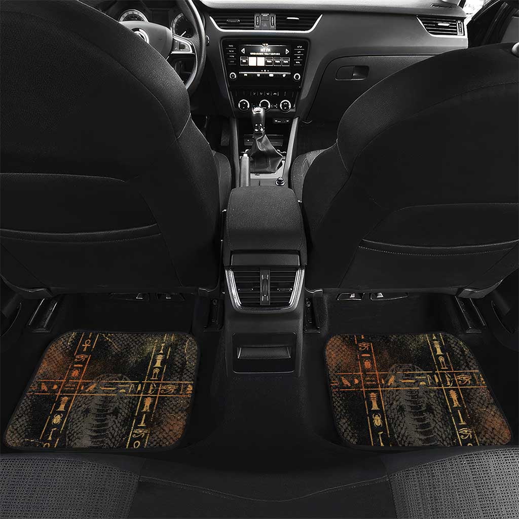 Atum Ancient Egyptian Car Mats with Dark Hieroglyph Grid, Ouroboros Serpent Ring and The Final Serpent - Wonder Print Shop