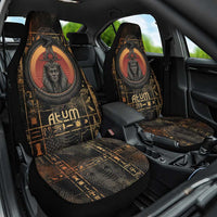 Atum Ancient Egyptian Car Seat Cover with Dark Hieroglyph Grid, Ouroboros Serpent Ring and The Final Serpent - Wonder Print Shop