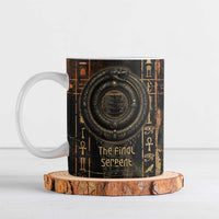 Atum Ancient Egyptian Ceramic Mug with Dark Hieroglyph Grid, Ouroboros Serpent Ring and The Final Serpent - Wonder Print Shop