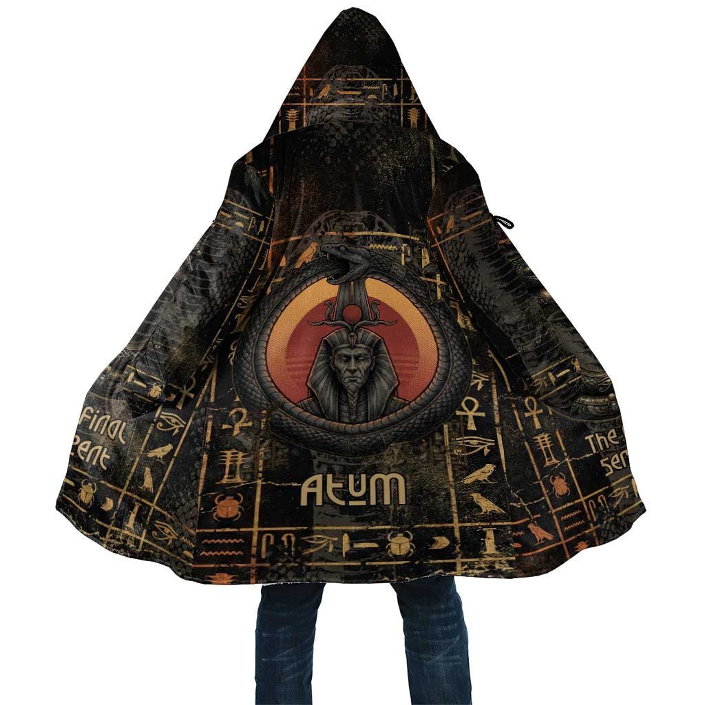 Atum Ancient Egyptian Cloak with Dark Hieroglyph Grid, Ouroboros Serpent Ring and The Final Serpent - Wonder Print Shop