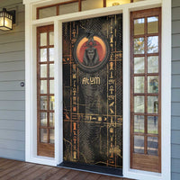 Atum Ancient Egyptian Door Cover with Dark Hieroglyph Grid, Ouroboros Serpent Ring and The Final Serpent - Wonder Print Shop