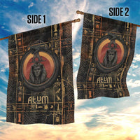 Atum Ancient Egyptian Garden Flag with Dark Hieroglyph Grid, Ouroboros Serpent Ring and The Final Serpent - Wonder Print Shop