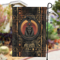 Atum Ancient Egyptian Garden Flag with Dark Hieroglyph Grid, Ouroboros Serpent Ring and The Final Serpent - Wonder Print Shop