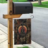 Atum Ancient Egyptian Garden Flag with Dark Hieroglyph Grid, Ouroboros Serpent Ring and The Final Serpent - Wonder Print Shop