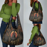 Atum Ancient Egyptian Grocery Bag with Dark Hieroglyph Grid, Ouroboros Serpent Ring and The Final Serpent - Wonder Print Shop
