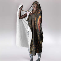Atum Ancient Egyptian Hooded Blanket with Dark Hieroglyph Grid, Ouroboros Serpent Ring and The Final Serpent - Wonder Print Shop