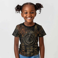 Atum Ancient Egyptian Kid T shirt with Dark Hieroglyph Grid, Ouroboros Serpent Ring and The Final Serpent - Wonder Print Shop