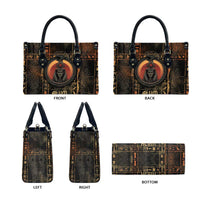Atum Ancient Egyptian Leather Bag with Dark Hieroglyph Grid, Ouroboros Serpent Ring and The Final Serpent - Wonder Print Shop