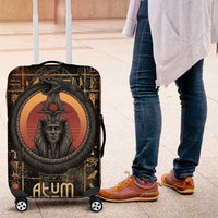 Atum Ancient Egyptian Luggage Cover with Dark Hieroglyph Grid, Ouroboros Serpent Ring and The Final Serpent - Wonder Print Shop