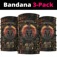 Atum Ancient Egyptian Neck Gaiter with Dark Hieroglyph Grid, Ouroboros Serpent Ring and The Final Serpent - Wonder Print Shop