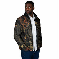 Atum Ancient Egyptian Padded Jacket with Dark Hieroglyph Grid, Ouroboros Serpent Ring and The Final Serpent - Wonder Print Shop