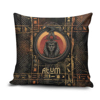 Atum Ancient Egyptian Pillow Cover with Dark Hieroglyph Grid, Ouroboros Serpent Ring and The Final Serpent - Wonder Print Shop