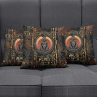 Atum Ancient Egyptian Pillow Cover with Dark Hieroglyph Grid, Ouroboros Serpent Ring and The Final Serpent - Wonder Print Shop