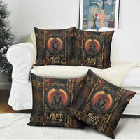 Atum Ancient Egyptian Pillow Cover with Dark Hieroglyph Grid, Ouroboros Serpent Ring and The Final Serpent - Wonder Print Shop