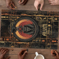 Atum Ancient Egyptian Puzzle with Dark Hieroglyph Grid, Ouroboros Serpent Ring and The Final Serpent - Wonder Print Shop