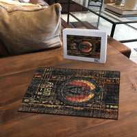 Atum Ancient Egyptian Puzzle with Dark Hieroglyph Grid, Ouroboros Serpent Ring and The Final Serpent - Wonder Print Shop