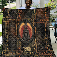 Atum Ancient Egyptian Quilt with Dark Hieroglyph Grid, Ouroboros Serpent Ring and The Final Serpent - Wonder Print Shop