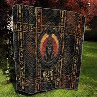 Atum Ancient Egyptian Quilt with Dark Hieroglyph Grid, Ouroboros Serpent Ring and The Final Serpent - Wonder Print Shop