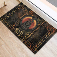 Atum Ancient Egyptian Rubber Doormat with Dark Hieroglyph Grid, Ouroboros Serpent Ring and The Final Serpent - Wonder Print Shop