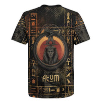 Atum Ancient Egyptian Rugby Jersey with Dark Hieroglyph Grid, Ouroboros Serpent Ring and The Final Serpent - Wonder Print Shop