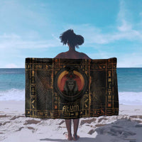 Atum Ancient Egyptian Sarong with Dark Hieroglyph Grid, Ouroboros Serpent Ring and The Final Serpent - Wonder Print Shop