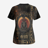 Atum Ancient Egyptian Scrub Top with Dark Hieroglyph Grid, Ouroboros Serpent Ring and The Final Serpent - Wonder Print Shop