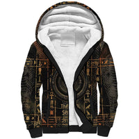 Atum Ancient Egyptian Sherpa Hoodie with Dark Hieroglyph Grid, Ouroboros Serpent Ring and The Final Serpent - Wonder Print Shop