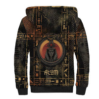 Atum Ancient Egyptian Sherpa Hoodie with Dark Hieroglyph Grid, Ouroboros Serpent Ring and The Final Serpent - Wonder Print Shop