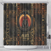 Atum Ancient Egyptian Shower Curtain with Dark Hieroglyph Grid, Ouroboros Serpent Ring and The Final Serpent - Wonder Print Shop