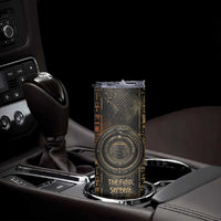 Atum Ancient Egyptian Skinny Tumbler with Dark Hieroglyph Grid, Ouroboros Serpent Ring and The Final Serpent - Wonder Print Shop