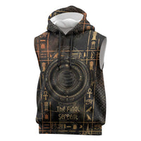 Atum Ancient Egyptian Sleeveless Hoodie with Dark Hieroglyph Grid, Ouroboros Serpent Ring and The Final Serpent - Wonder Print Shop