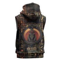 Atum Ancient Egyptian Sleeveless Hoodie with Dark Hieroglyph Grid, Ouroboros Serpent Ring and The Final Serpent - Wonder Print Shop