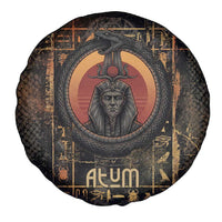 Atum Ancient Egyptian Spare Tire Cover with Dark Hieroglyph Grid, Ouroboros Serpent Ring and The Final Serpent - Wonder Print Shop