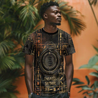 Atum Ancient Egyptian T shirt with Dark Hieroglyph Grid, Ouroboros Serpent Ring and The Final Serpent - Wonder Print Shop