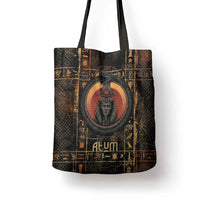 Atum Ancient Egyptian Tote Bag with Dark Hieroglyph Grid, Ouroboros Serpent Ring and The Final Serpent - Wonder Print Shop