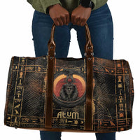 Atum Ancient Egyptian Travel Bag with Dark Hieroglyph Grid, Ouroboros Serpent Ring and The Final Serpent - Wonder Print Shop