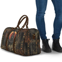 Atum Ancient Egyptian Travel Bag with Dark Hieroglyph Grid, Ouroboros Serpent Ring and The Final Serpent - Wonder Print Shop