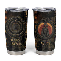 Atum Ancient Egyptian Tumbler Cup with Dark Hieroglyph Grid, Ouroboros Serpent Ring and The Final Serpent - Wonder Print Shop