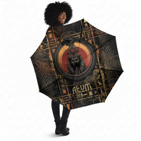 Atum Ancient Egyptian Umbrella with Dark Hieroglyph Grid, Ouroboros Serpent Ring and The Final Serpent - Wonder Print Shop