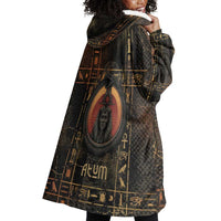 Atum Ancient Egyptian Wearable Blanket Hoodie with Dark Hieroglyph Grid, Ouroboros Serpent Ring and The Final Serpent - Wonder Print Shop