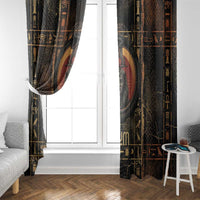 Atum Ancient Egyptian Window Curtain with Dark Hieroglyph Grid, Ouroboros Serpent Ring and The Final Serpent - Wonder Print Shop