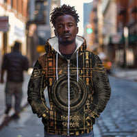 Atum Ancient Egyptian Zip Hoodie with Dark Hieroglyph Grid, Ouroboros Serpent Ring and The Final Serpent - Wonder Print Shop