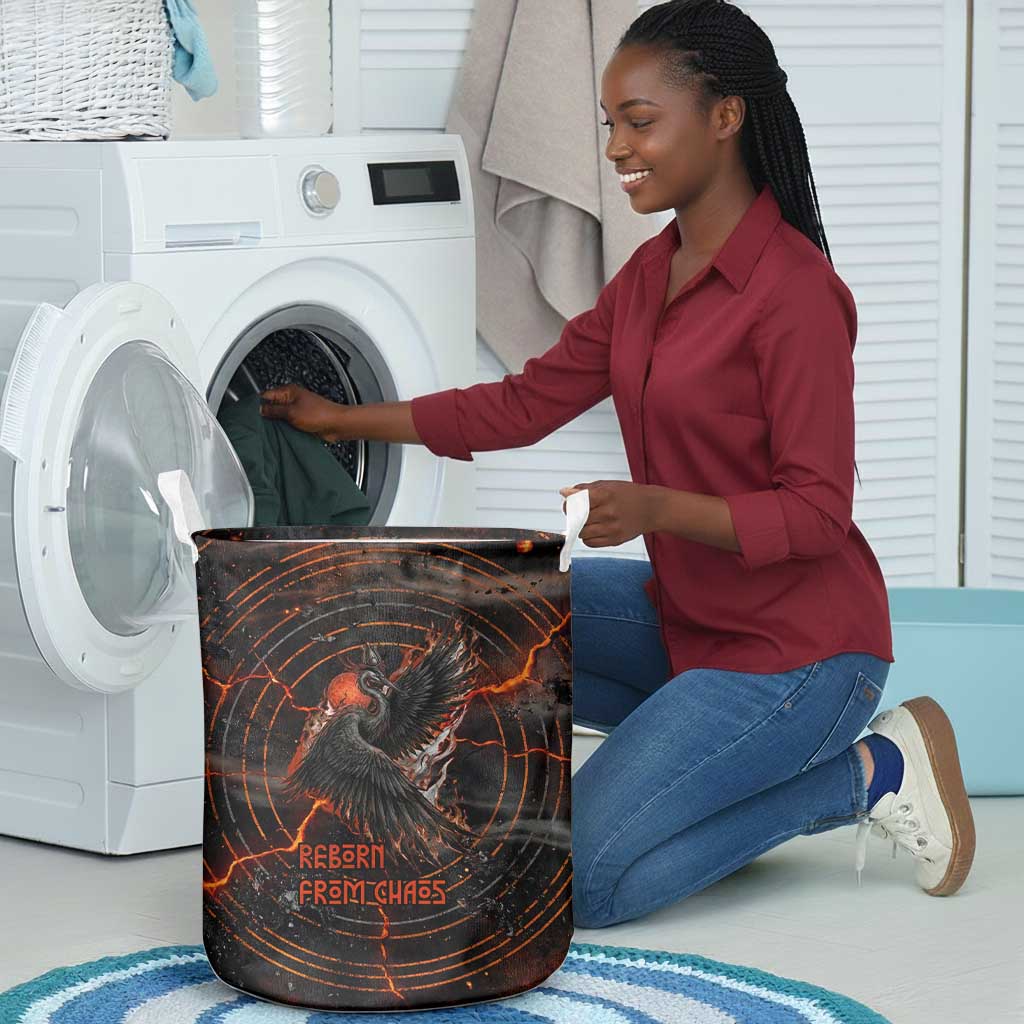 Bennu Laundry Basket Ancient Egyptian Lava Crack Texture, Phoenix Firebird and Reborn from Chaos - Wonder Print Shop