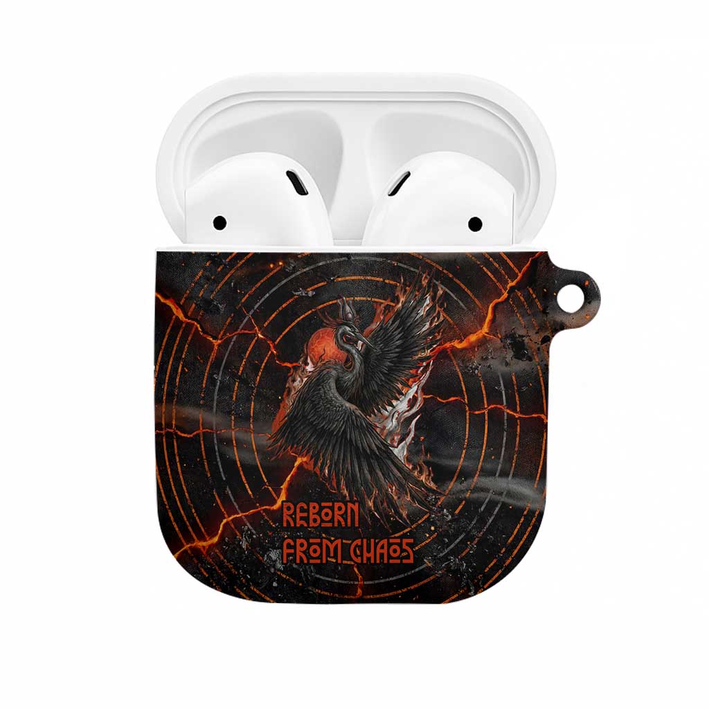Bennu AirPods Case Ancient Egyptian Lava Crack Texture, Phoenix Firebird and Reborn from Chaos - Wonder Print Shop
