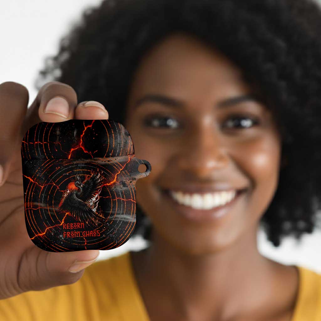 Bennu AirPods Case Ancient Egyptian Lava Crack Texture, Phoenix Firebird and Reborn from Chaos - Wonder Print Shop
