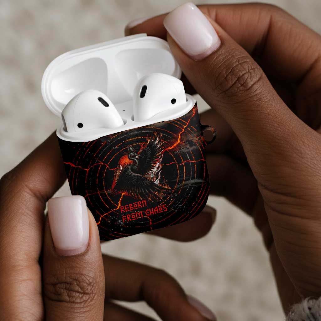 Bennu AirPods Case Ancient Egyptian Lava Crack Texture, Phoenix Firebird and Reborn from Chaos - Wonder Print Shop