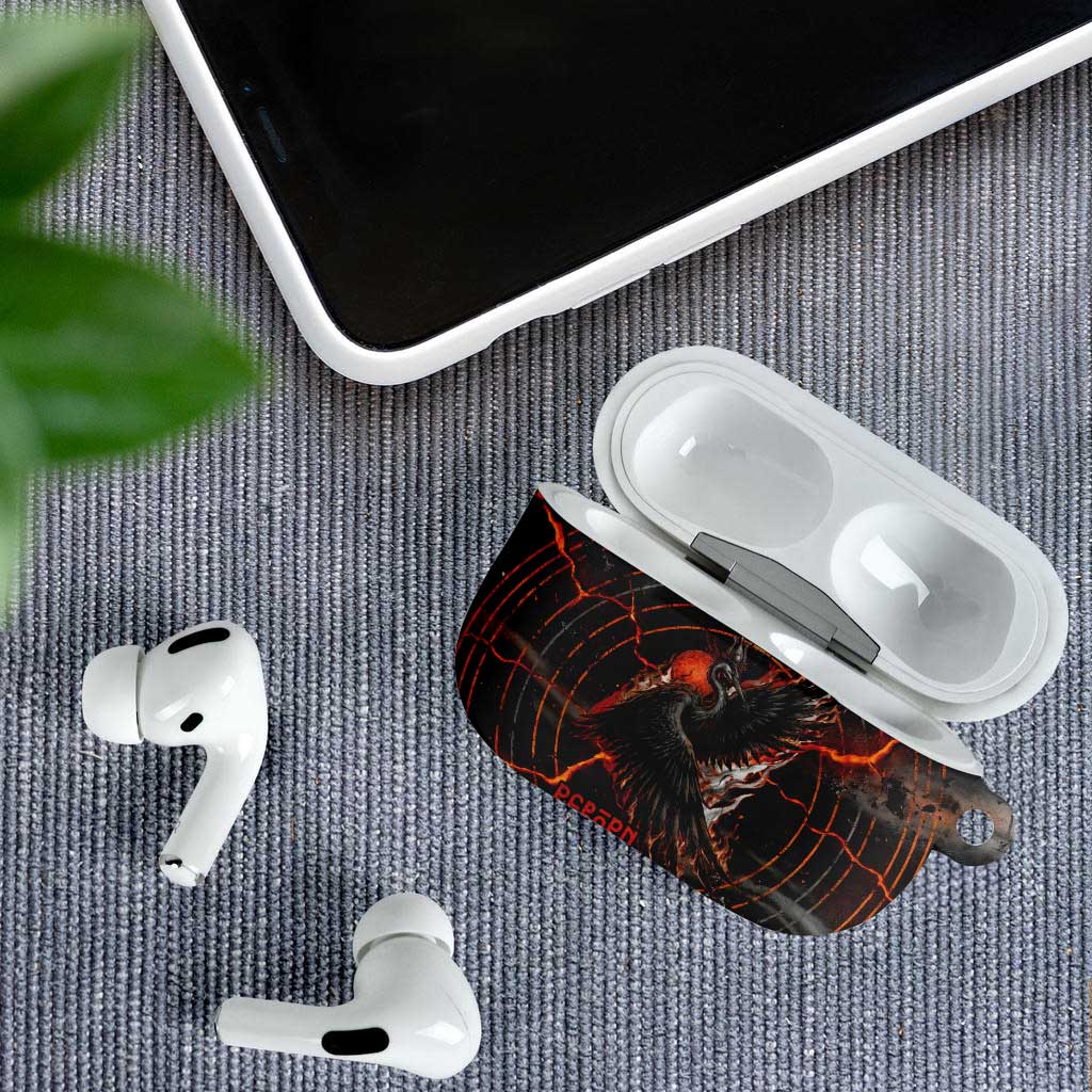 Bennu AirPods Case Ancient Egyptian Lava Crack Texture, Phoenix Firebird and Reborn from Chaos - Wonder Print Shop
