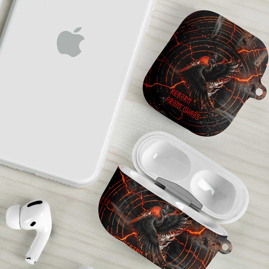 Bennu AirPods Case Ancient Egyptian Lava Crack Texture, Phoenix Firebird and Reborn from Chaos - Wonder Print Shop